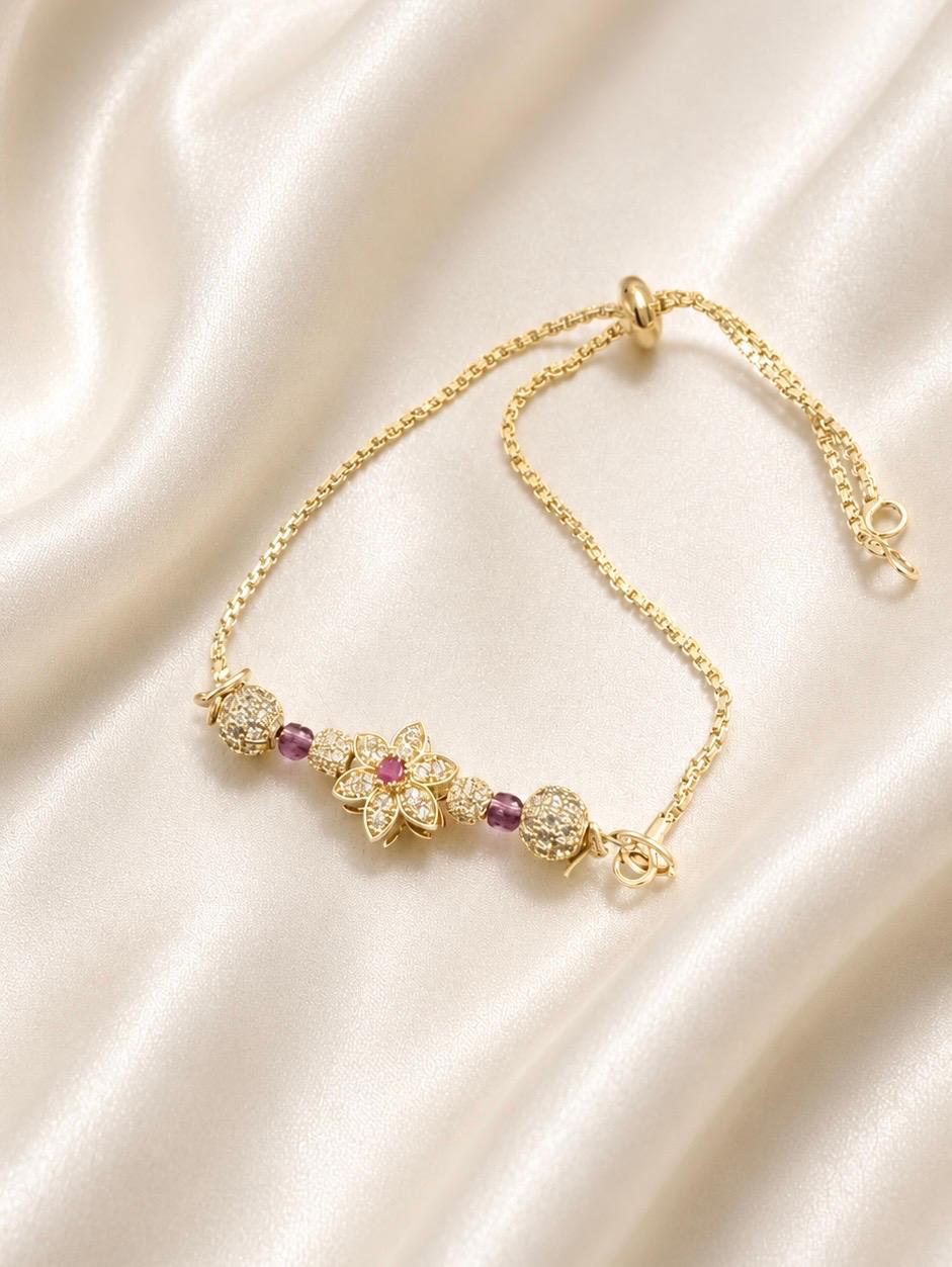 Flower AD Stone Adjustable Bracelet  — photo 1
