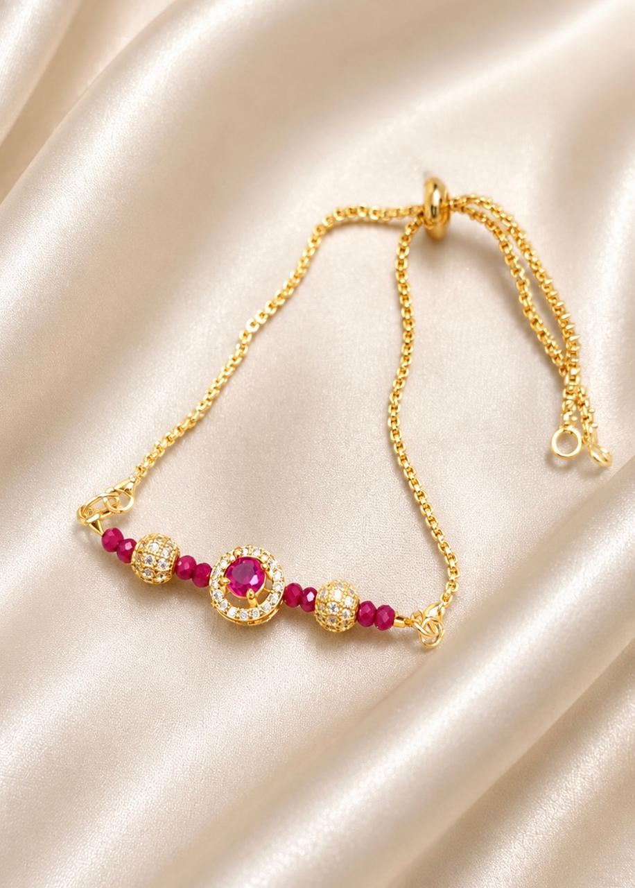 Pink AD Stone Adjustable Bracelet  — photo 1