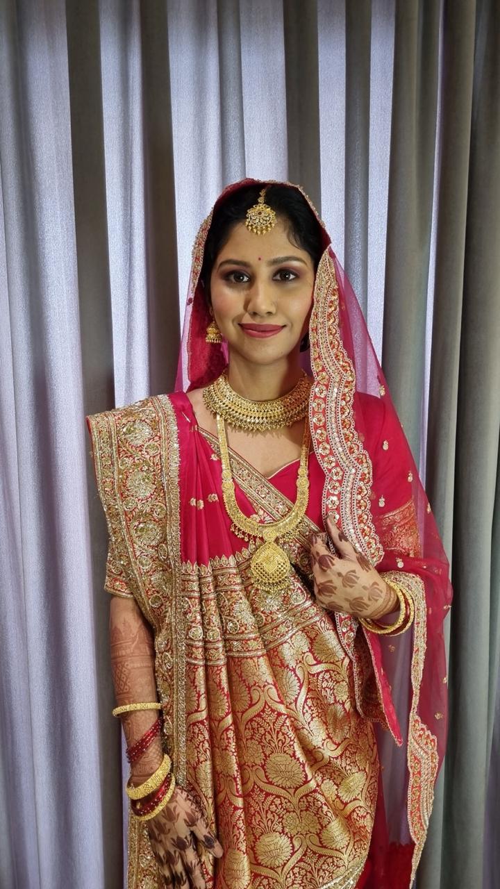 Northern Elegance in Red & Gold — Bridal Makeup Portfolio Mumbai by YourMua